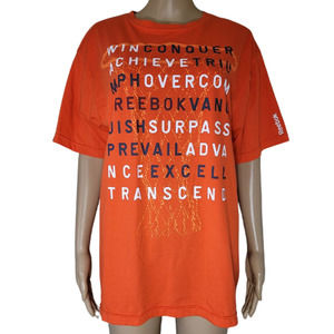 Reebok Men's Orange Graphic Printed Short Sleeve Crew Neck T-Shirts Top Size M